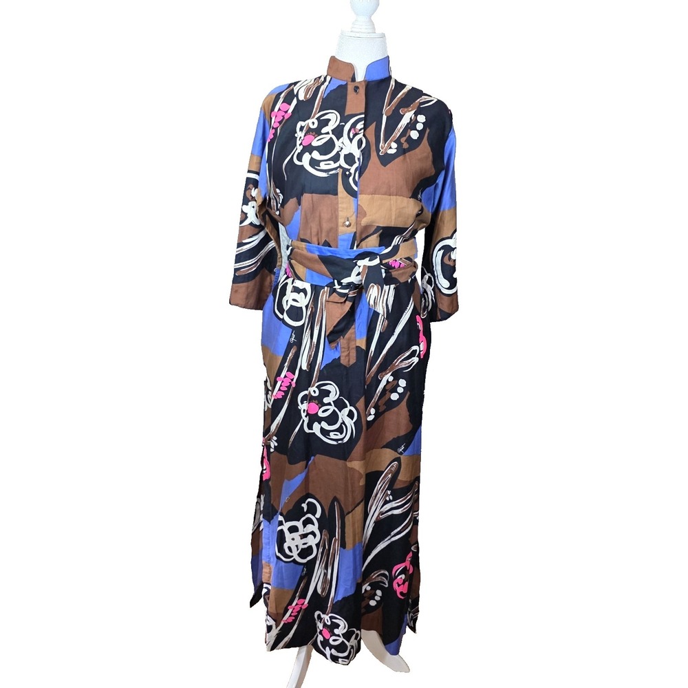 Vtg Catherine Ogust Penthouse Gallery Forever Dress Caftan Signed Abstract M/L